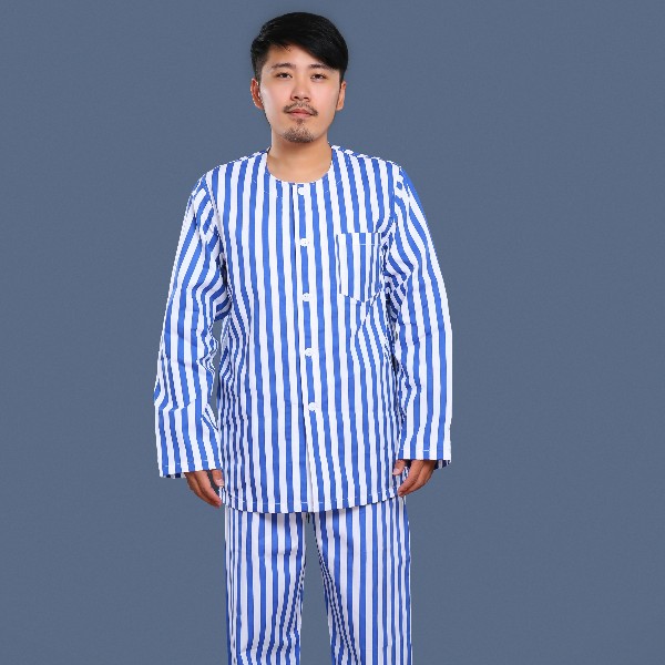 藍白條紋無領病號服