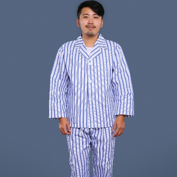 藍白條紋翻領病號服
